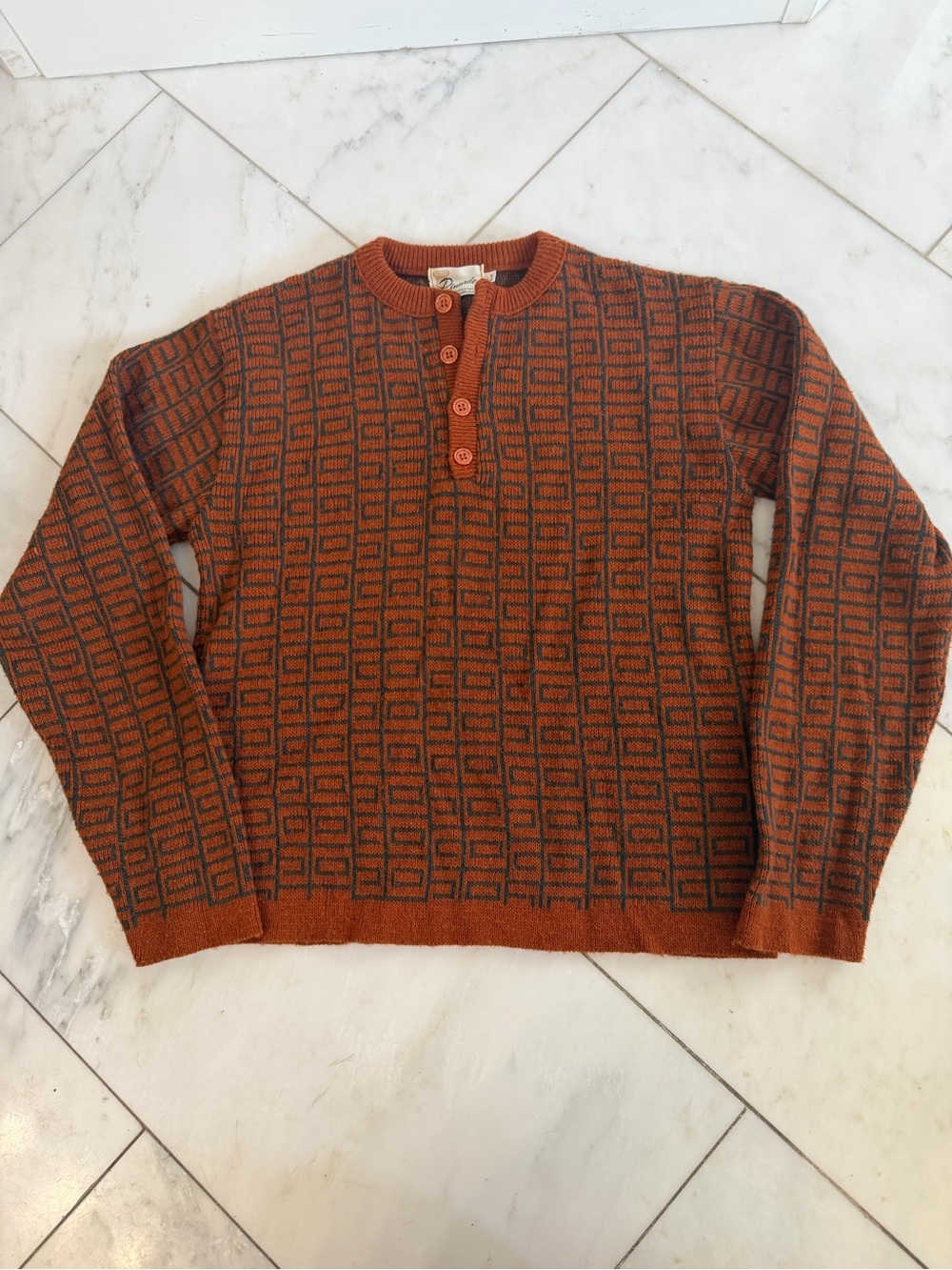 Vintage Rinardo 100% Virgin Acrylic Geometric Pattern Knit Longsleeve Sweater